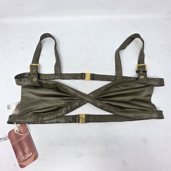 NEW Jaded London Hydra Bikini Top with Buckle Detail Green Size 14 Swim - Picture 1 of 3